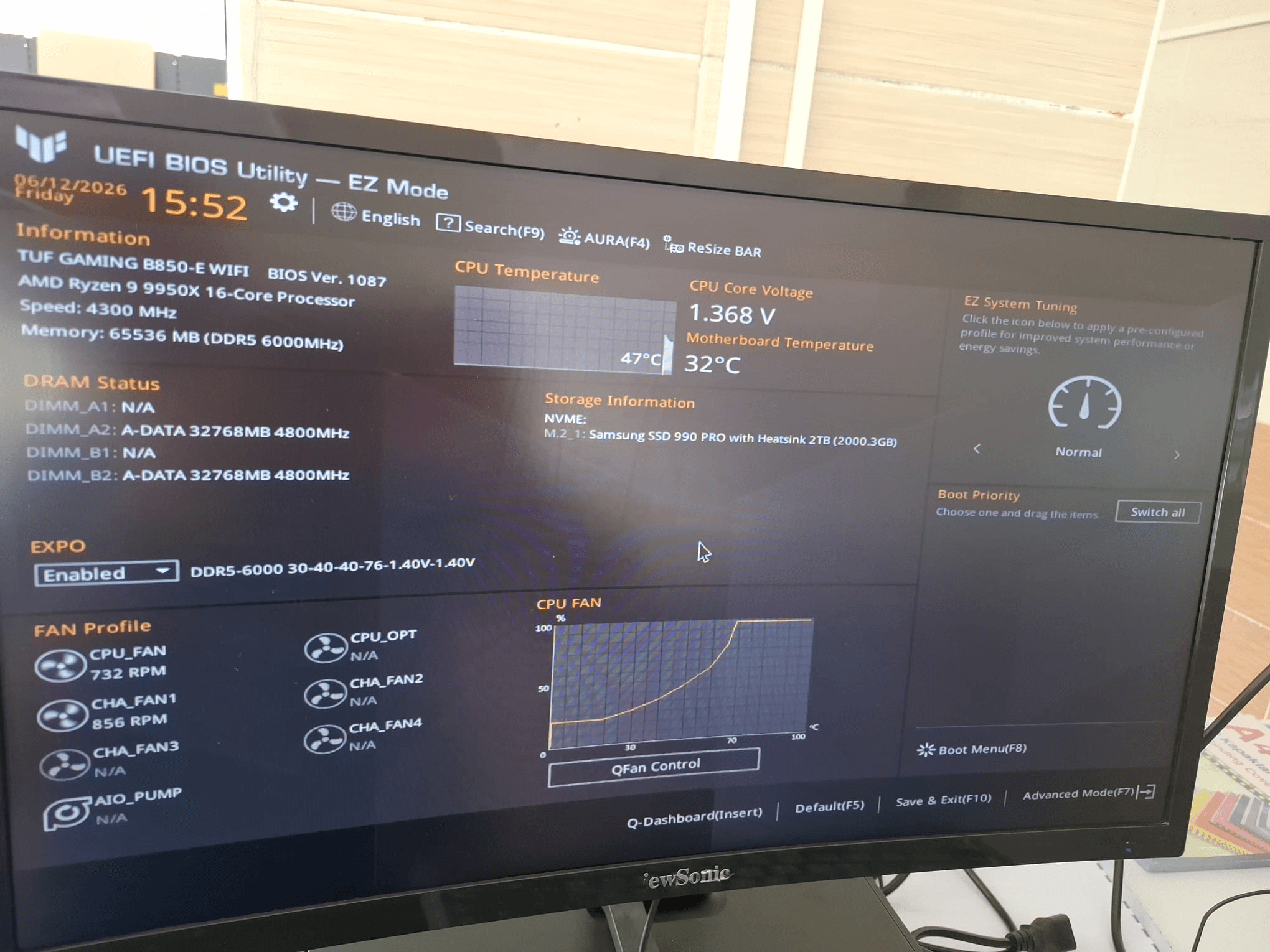 BIOS yapılandırma ekranı